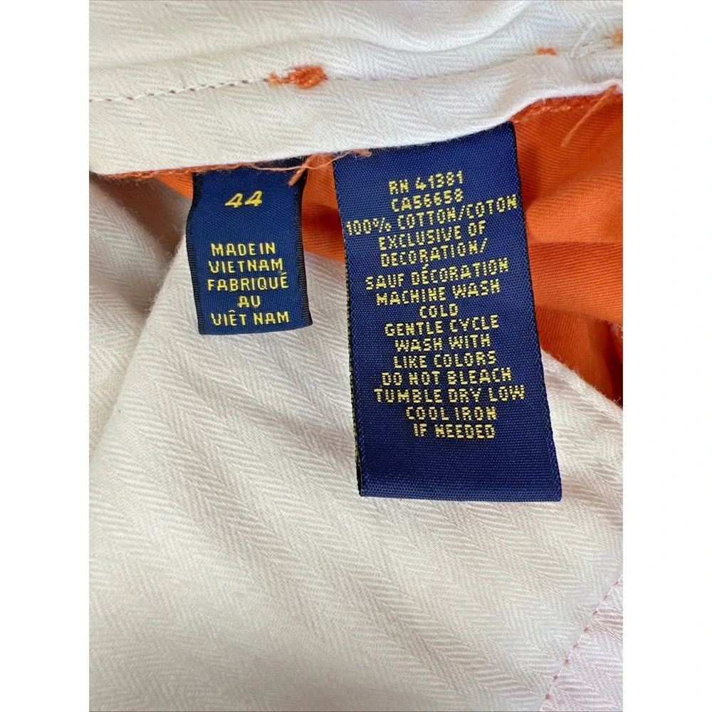 Polo Ralph Lauren Cargo Shorts Mens 44 Orange Cotton Classic Fit Utility Pocket